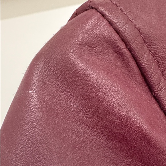 NWT [Leather Skin] Burgundy Maroon Asymmetrical Zip Leather Jacket Women’s XS - Picture 11 of 12